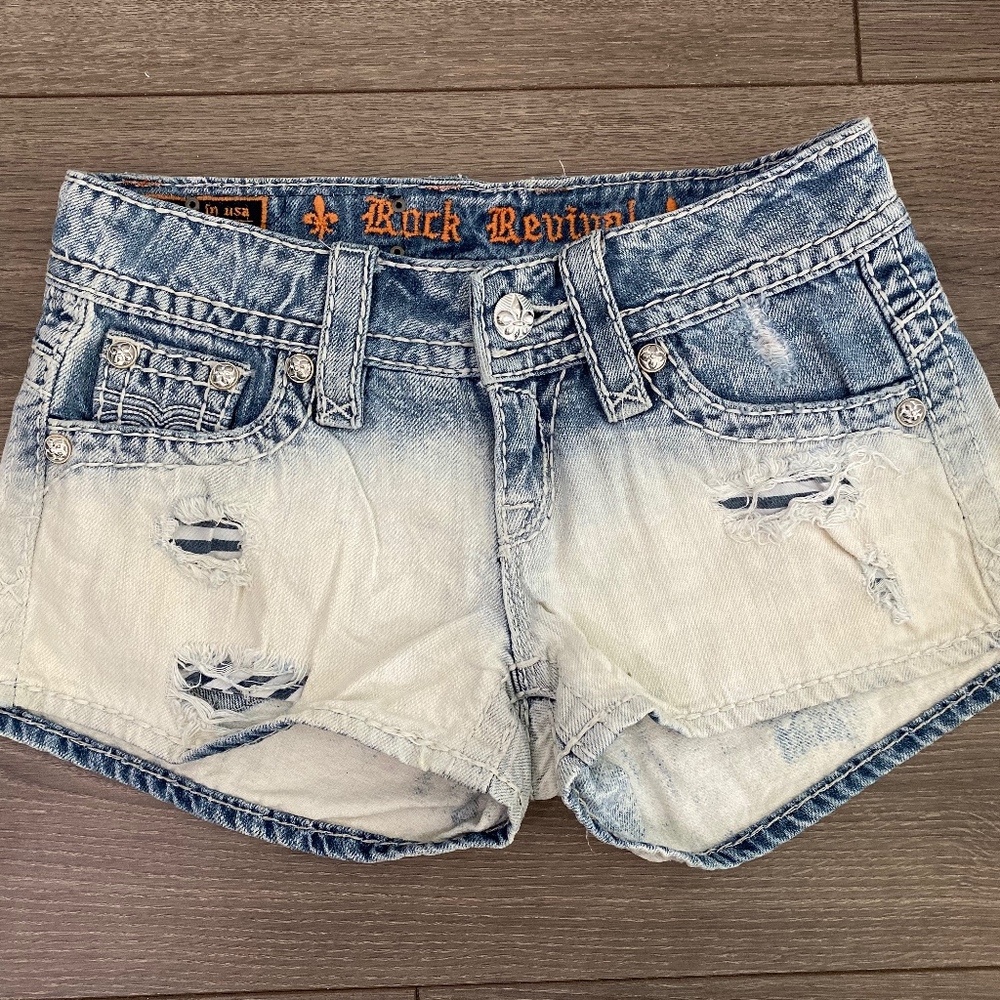 Ombre Light Denim Shorts
